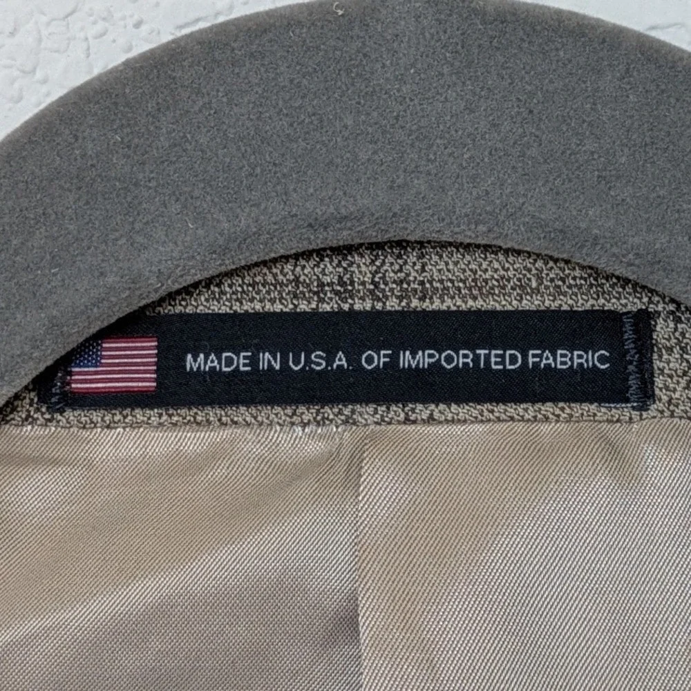 Hart Schaffner Marx Plaid Blazer Mens 42S Tan Glen Check Sport Coat USA Made